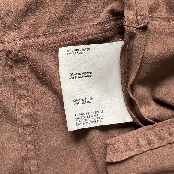 brown open front‎ cardigan faux suede long sleeve Size S/M Simply Noelle - Picture 9 of 12